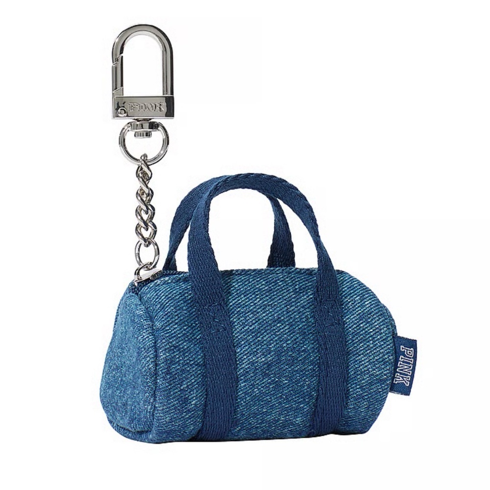 PINK Victoria's Secret Denim Blue Mini Duffel Keychain